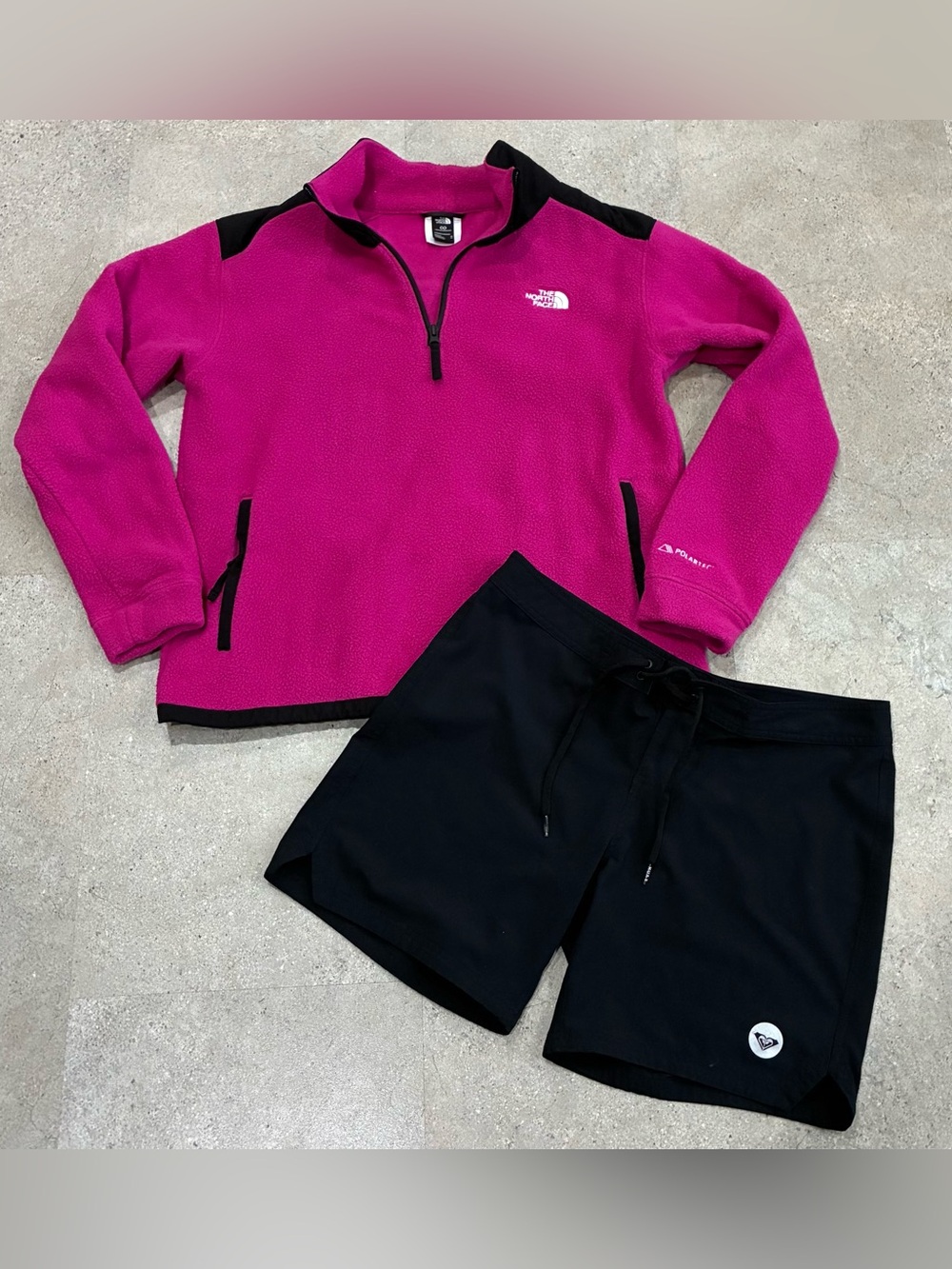Womens NORTH FACE/ROXY Polartec Fleece Pullover & Board Shorts, sz Medium
